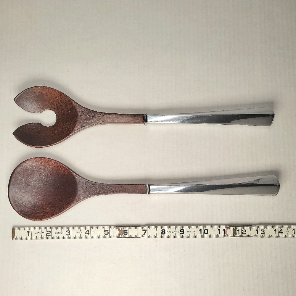 Lenox AERO 2 Piece Salad Set 14.25" Metal Serveware Utensils Set Fork and Spoon - Picture 3 of 6